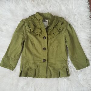 Anthropologie Nick & Mo Exclusive Collection Green Peplum Ruffle Jacket